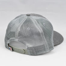 Load image into Gallery viewer, Grey Chambray Slight Curve Snap-Back Trucker