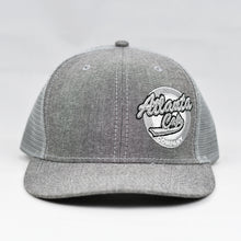 Load image into Gallery viewer, Grey Chambray Slight Curve Snap-Back Trucker