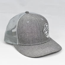 Load image into Gallery viewer, Grey Chambray Slight Curve Snap-Back Trucker