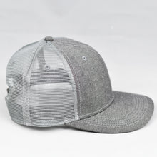 Load image into Gallery viewer, Grey Chambray Slight Curve Snap-Back Trucker