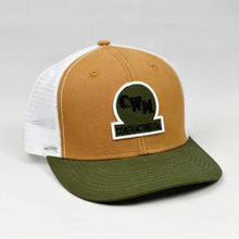 Load image into Gallery viewer, Carhartt & Olive Panama Canvas Slight-Curve Flat-Bill Snap-Back Trucker