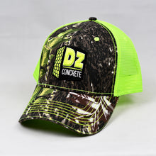 Load image into Gallery viewer, Mossy Oak & Fluorescent Yellow Semi-Pro Trucker