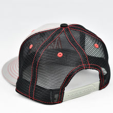 Load image into Gallery viewer, Grey Chino Twill & Black Slight-Curve Flat-Bill Snap-Back Trucker