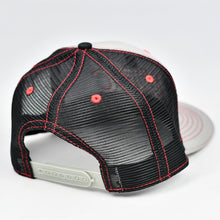 Load image into Gallery viewer, Grey Chino Twill & Black Slight-Curve Flat-Bill Snap-Back Trucker