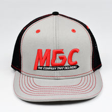 Load image into Gallery viewer, Grey Chino Twill & Black Slight-Curve Flat-Bill Snap-Back Trucker