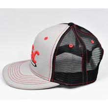 Load image into Gallery viewer, Grey Chino Twill & Black Slight-Curve Flat-Bill Snap-Back Trucker
