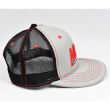 Load image into Gallery viewer, Grey Chino Twill & Black Slight-Curve Flat-Bill Snap-Back Trucker