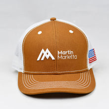 Load image into Gallery viewer, Carhartt & White Slight-Curve Flat-Bill Snap-Back Trucker