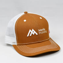 Load image into Gallery viewer, Carhartt & White Slight-Curve Flat-Bill Snap-Back Trucker