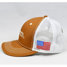 Load image into Gallery viewer, Carhartt & White Slight-Curve Flat-Bill Snap-Back Trucker