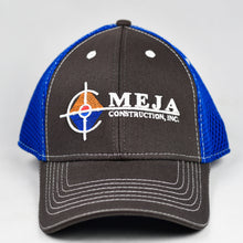 Load image into Gallery viewer, Charcoal Twill & Blue Air-Mesh Semi-Pro Snap-Back Trucker