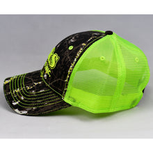 Load image into Gallery viewer, Mossy Oak & Fluorescent Yellow Semi-Pro Trucker