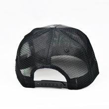Load image into Gallery viewer, Midnight Black Camo Slight-Curve Flat-Bill Trucker
