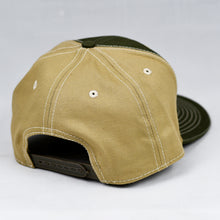 Load image into Gallery viewer, Olive & Tan Panama Canvas Slight-Curve Flat-Bill Snap-Back