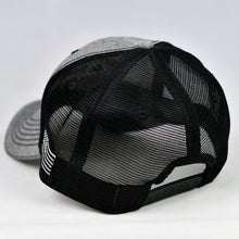 Load image into Gallery viewer, Grey Chambray & Black Semi-Pro Snap-Back Trucker