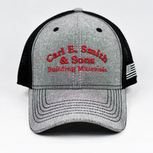 Load image into Gallery viewer, Grey Chambray & Black Semi-Pro Snap-Back Trucker