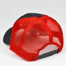 Load image into Gallery viewer, Charcoal Twill & Red Semi-Pro Snap-Back Trucker