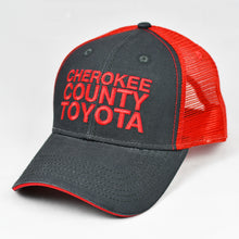 Load image into Gallery viewer, Charcoal Twill & Red Semi-Pro Snap-Back Trucker