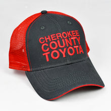 Load image into Gallery viewer, Charcoal Twill & Red Semi-Pro Snap-Back Trucker