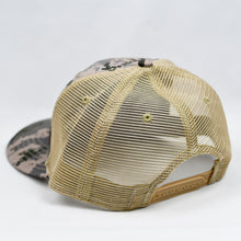 Load image into Gallery viewer, Desert Digi-Camo & Khaki Slight-Curve Flat-Bill Trucker
