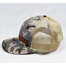 Load image into Gallery viewer, Desert Digi-Camo & Khaki Slight-Curve Flat-Bill Trucker
