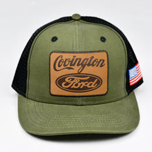 Load image into Gallery viewer, Olive Panama Canvas & Black Slight-Curve Flat-Bill Snap-Back Trucker