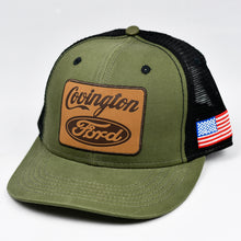 Load image into Gallery viewer, Olive Panama Canvas & Black Slight-Curve Flat-Bill Snap-Back Trucker