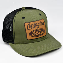 Load image into Gallery viewer, Olive Panama Canvas & Black Slight-Curve Flat-Bill Snap-Back Trucker
