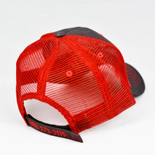 Load image into Gallery viewer, Charcoal Twill & Red Semi-Pro Snap-Back Trucker