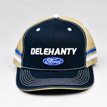 Load image into Gallery viewer, Navy & Khaki Panama Canvas Slight-Curve Flat-Bill Snap-Back