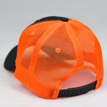 Load image into Gallery viewer, Charcoal Twill & Fluorescent Orange Semi-Pro Snap-Back Trucker
