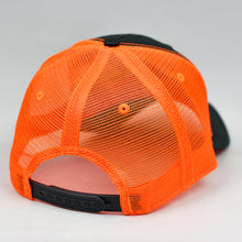 Load image into Gallery viewer, Charcoal Twill & Fluorescent Orange Semi-Pro Snap-Back Trucker