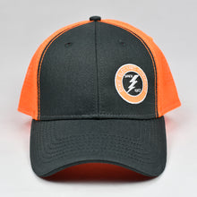 Load image into Gallery viewer, Charcoal Twill & Fluorescent Orange Semi-Pro Snap-Back Trucker