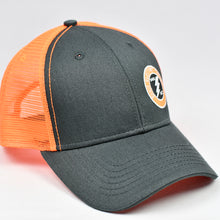 Load image into Gallery viewer, Charcoal Twill & Fluorescent Orange Semi-Pro Snap-Back Trucker