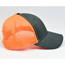 Load image into Gallery viewer, Charcoal Twill & Fluorescent Orange Semi-Pro Snap-Back Trucker