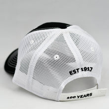 Load image into Gallery viewer, Black Twill & White Semi-Pro Snap-Back Trucker