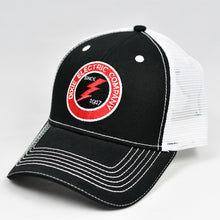Load image into Gallery viewer, Black Twill & White Semi-Pro Snap-Back Trucker