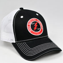Load image into Gallery viewer, Black Twill & White Semi-Pro Snap-Back Trucker
