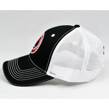 Load image into Gallery viewer, Black Twill & White Semi-Pro Snap-Back Trucker