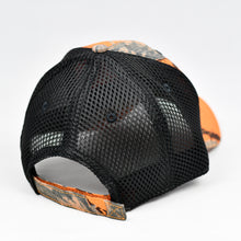 Load image into Gallery viewer, Orange Blaze Camo & Black Air-Mesh Semi-Pro Trucker