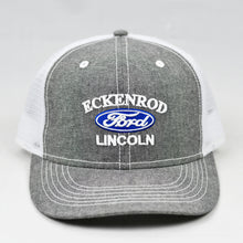 Load image into Gallery viewer, Grey Chambray Slight-Curve Flat-Bill Snap-Back Trucker