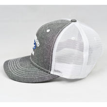 Load image into Gallery viewer, Grey Chambray Slight-Curve Flat-Bill Snap-Back Trucker