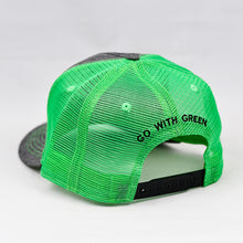 Load image into Gallery viewer, Dark Grey & Flow Green Slight-Curve Flat-Bill Snap-Back Trucker