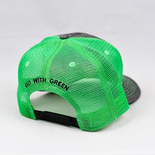 Load image into Gallery viewer, Dark Grey & Flow Green Slight-Curve Flat-Bill Snap-Back Trucker