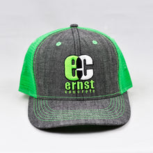 Load image into Gallery viewer, Dark Grey & Flow Green Slight-Curve Flat-Bill Snap-Back Trucker