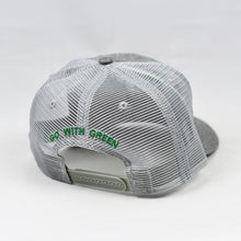 Load image into Gallery viewer, Grey Chambray Slight-Curve Flat-Bill Snap-Back Trucker