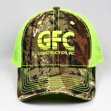 Load image into Gallery viewer, Real Tree Camo & Fluorescent Yellow Semi-Pro Trucker