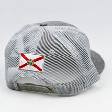 Load image into Gallery viewer, Grey Chambray Slight-Curve Flat-Bill Snap-Back Trucker