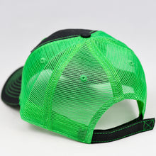 Load image into Gallery viewer, Black Twill & Flow Green Semi-Pro Trucker
