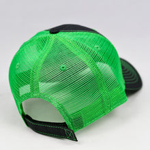 Load image into Gallery viewer, Black Twill & Flow Green Semi-Pro Trucker